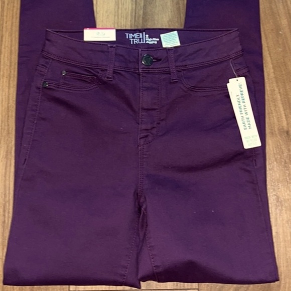 New! Time & Tru High Rise Purple Skinny Jeans/Jeggings Size 2 Tall - Picture 2 of 9